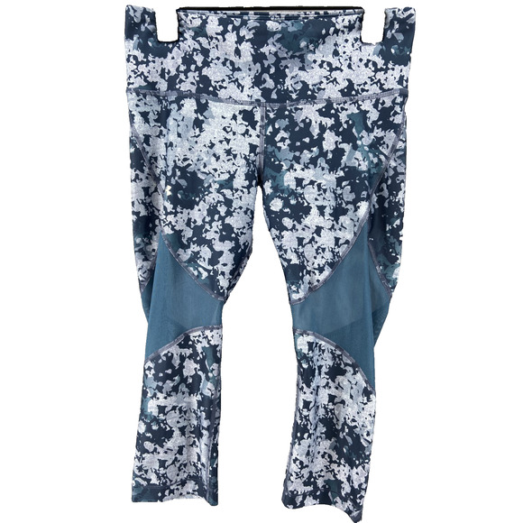 UNDER ARMOUR Leggings Women's Size L Heat GEAR COMPRESSION Blue Capri Crop Net - Picture 1 of 10